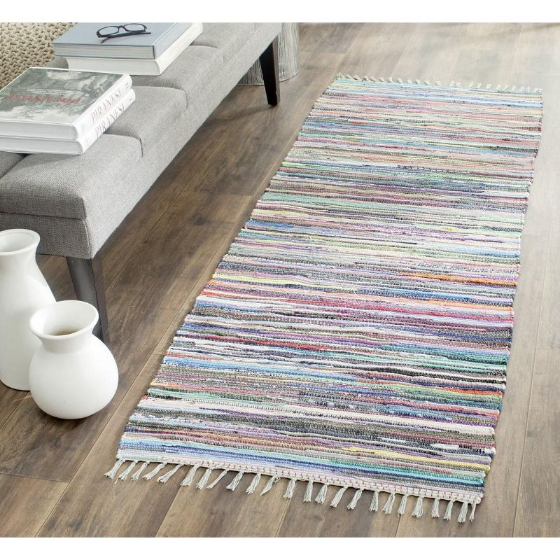 Rag Rug RAR121 Hand Woven Indoor Runner Rug - 2'3"x6' - Grey/Multi - Safavieh