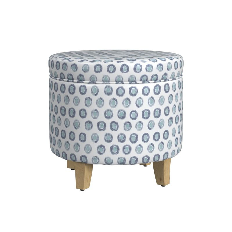 Cole Classics Round Storage Ottoman Flared Wood Leg Faux Sheepskin Cream - HomePop