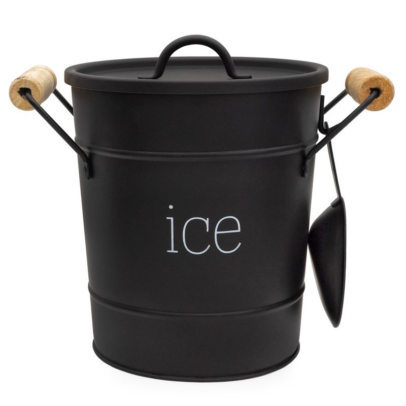 AuldHome Design Black Farmhouse Enamelware Ice Bucket; Retro Style Insulated Metal Ice Server