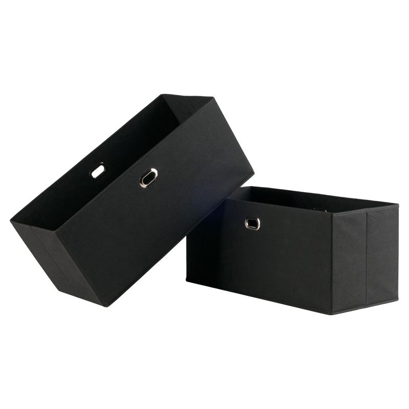 Decorative Basket Winsome Black: Foldable Fabric, Reinforced Chrome Handles, Fits 11" Cube Storage System