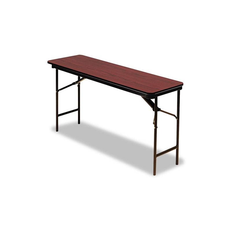Iceberg OfficeWorks Commercial Wood-Laminate Folding Table, Rectangular, 72" x 18" x 29", Mahogany