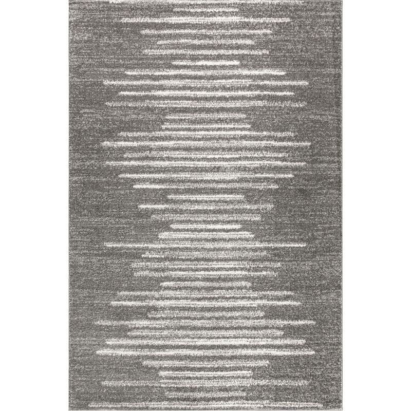 8'x10' Aya Berber Stripe Geometric Area Rug, Gray/Cream - JONATHAN Y
