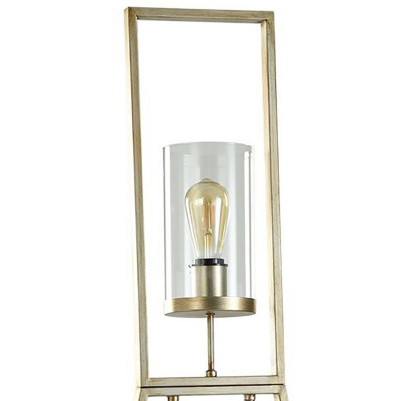 3-Tier Laslo Steel Glass Shade Floor Lamp - StyleCraft: Seeded Glass, Adjustable Head Tilt, UL Listed