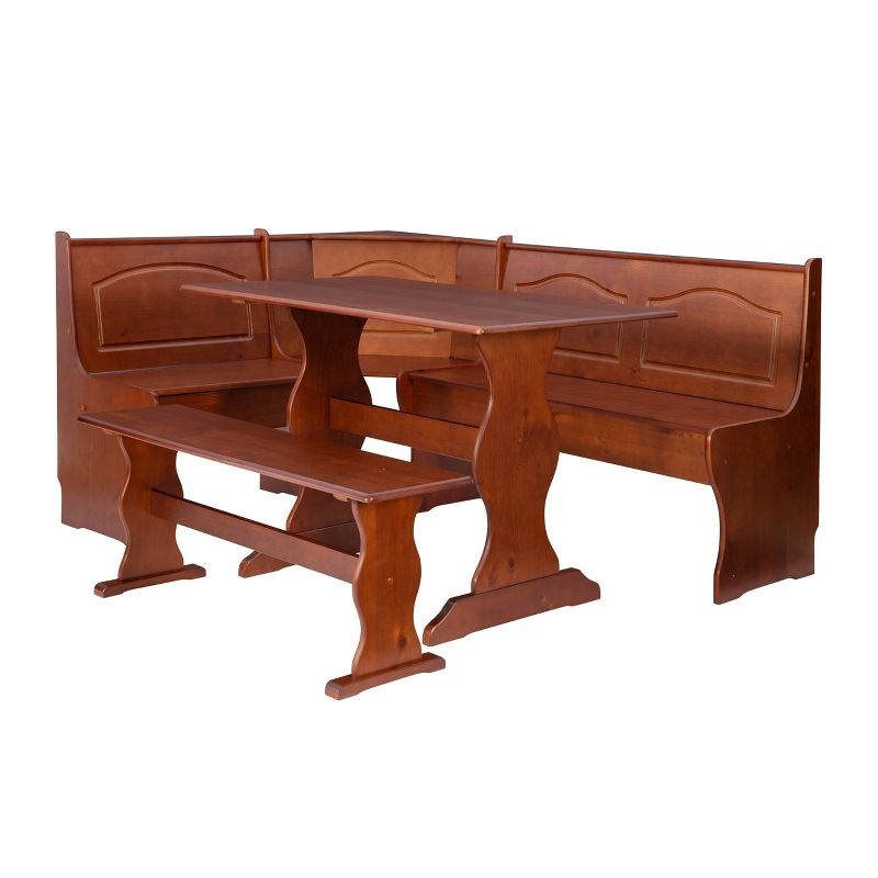 3pc Chelsea Breakfast Corner Nook Dining Table Set Walnut - Linon