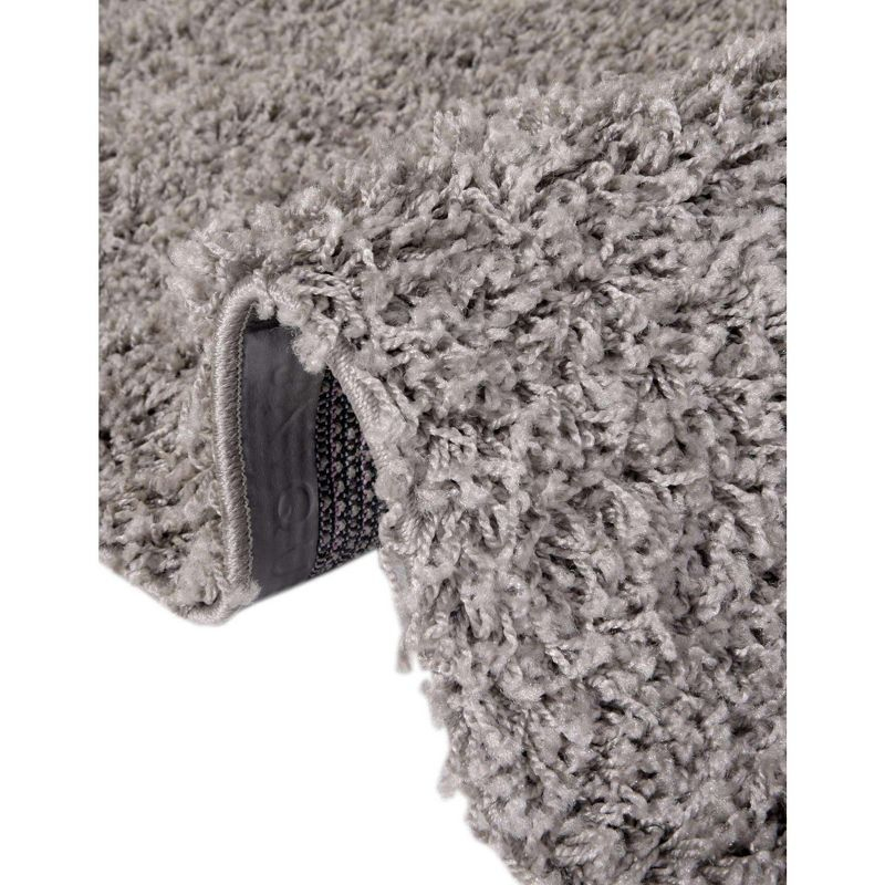 Unique Loom 8' 0 x 8' 0 Round Solid Shag Cloud Gray Area Rug