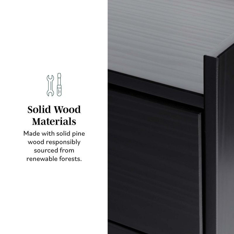 MOEPISY Mid-Century Modern 2-Drawer Solid Wood Nightstand