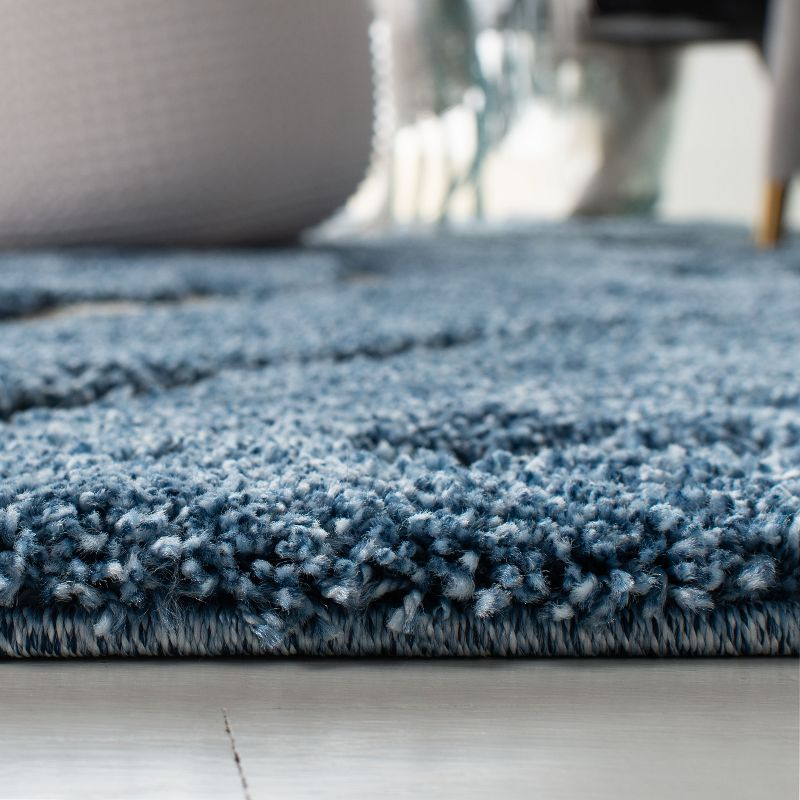 Florida Shag SG455 Power Loomed Area Rug - Light Blue/Cream - 4'x4' - Safavieh.