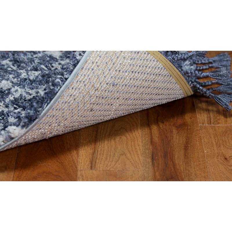 Pro Lux Shag PLX434 Power Loomed Indoor Area Rug - 5'x8' - Cream/Blue - Safavieh
