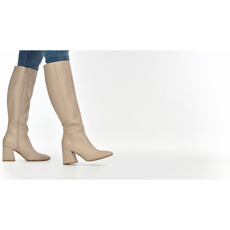 Journee Collection Womens Landree Block Heel Knee High Boots Nude 9.5
