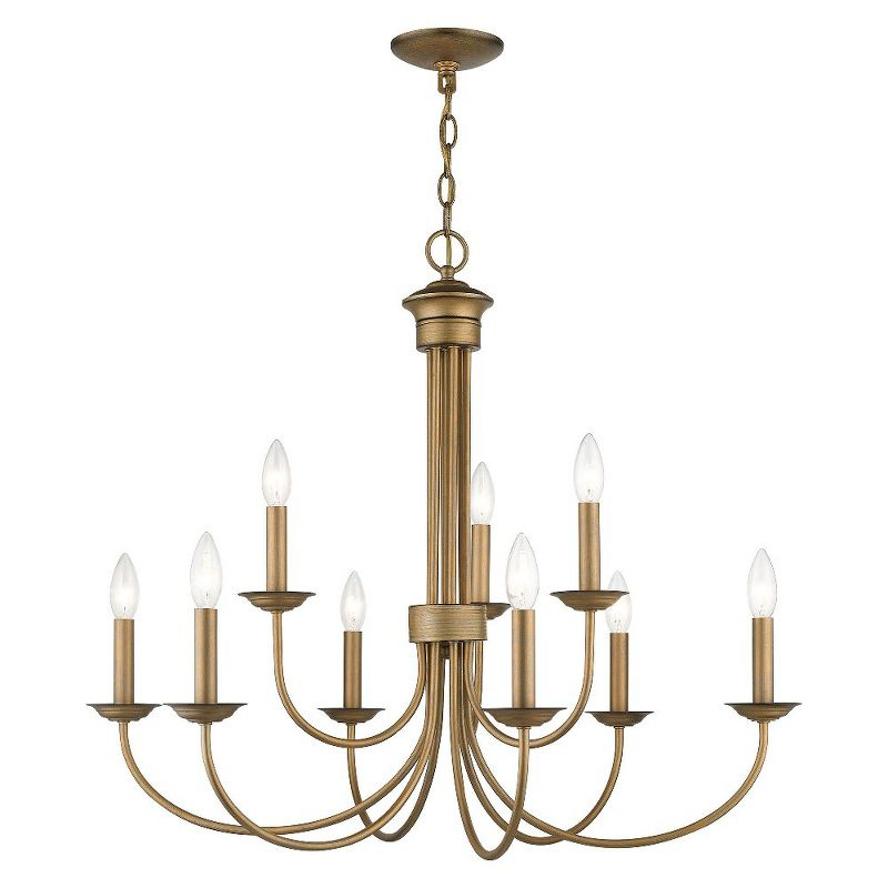 Livex Lighting Estate 9 - Light Chandelier in  Antique Gold Leaf