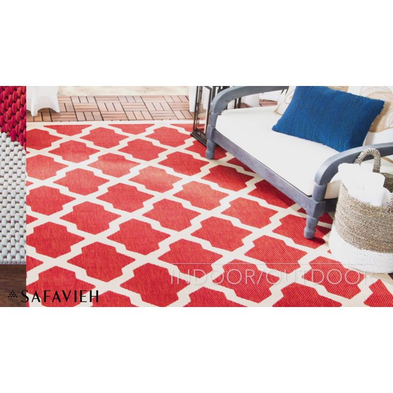 Courtyard CY6903 Power Loomed Indoor and Outdoor Area Rug - Green/Beige - 4'x5'7" - Safavieh