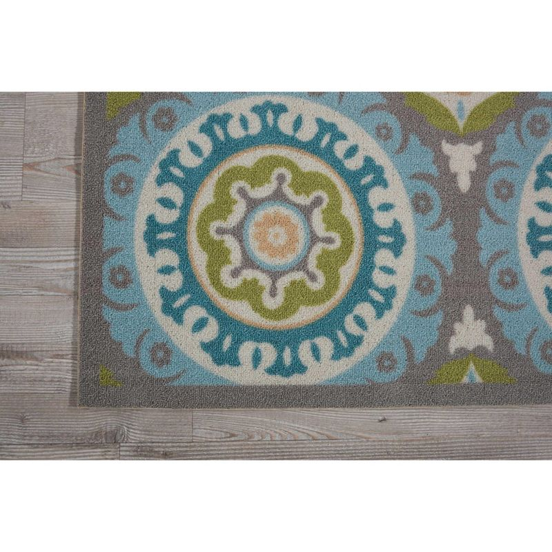 Waverly Sun & Shade "Solar Flair" Jade Indoor/Outdoor Area Rug by Nourison SND16 6'6" x 6'6"