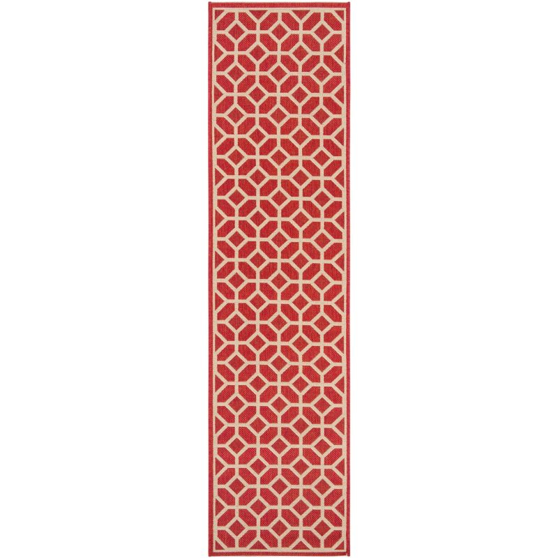 Beach House BHS127 POWER LOOMED Indoor/Outdoor Runner Rug - Red/Creme - 2'2"x6' - Safavieh