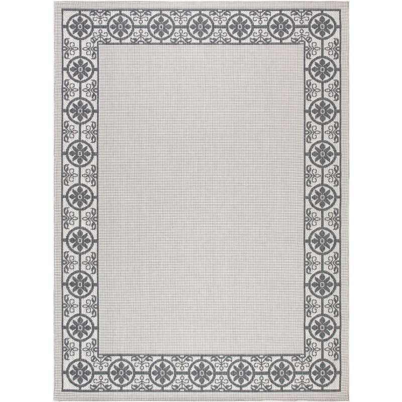 Bermuda BMU815 Power Loomed Indoor/Outdoor Machine Washable Area Rug - Ivory/Charcoal - 8'x10' - Safavieh