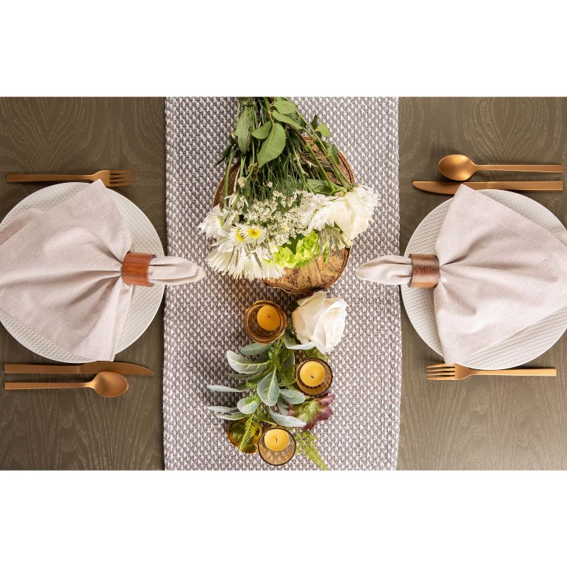 Design Imports  Woven Jacquard Fringe Table Runner, Gray, 15X72"