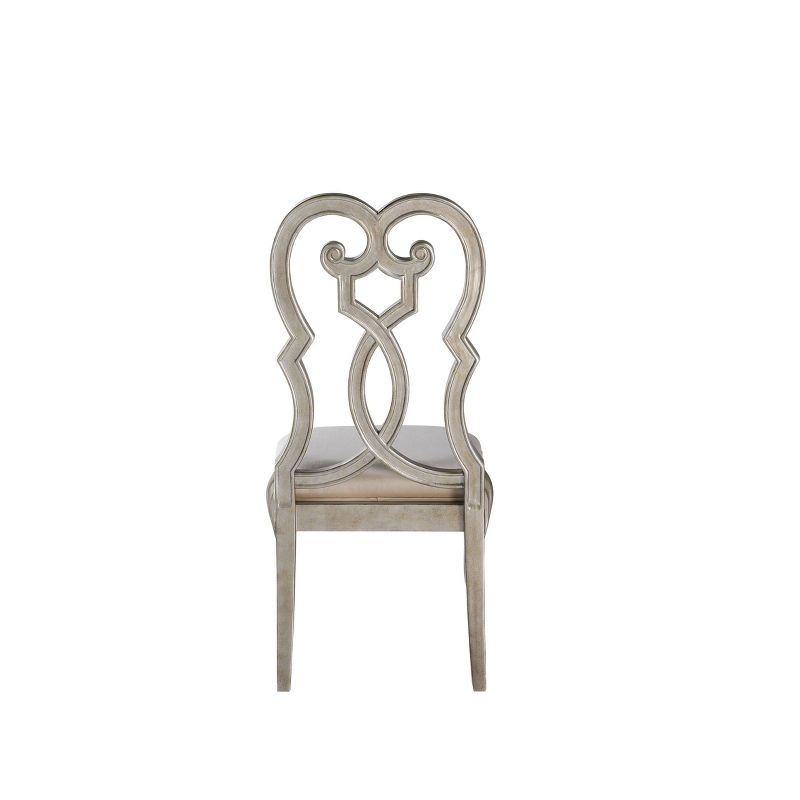 Set of 2 23" Esteban Dining Chairs Ivory Velvet/Antique Champagne Finish - Acme Furniture