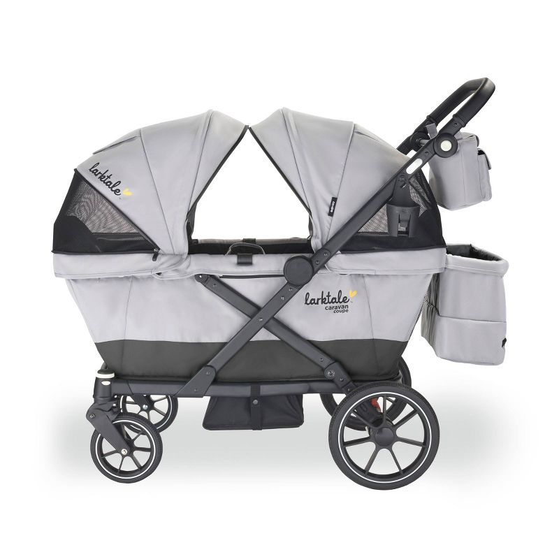 Larktale Caravan Coupe V2 Compact Stroller Wagon with Reclining Seats - Gray/Blue