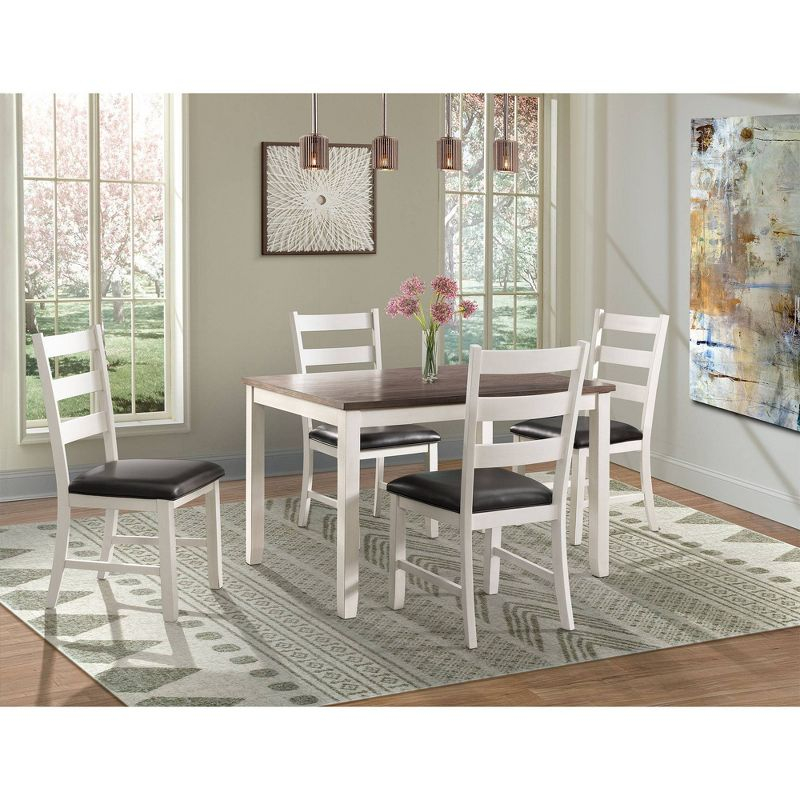 5pc Kona Dining Set Brown - Picket House Furnishings: Ladder Back Chairs, Wood Frame, Polyester Seat