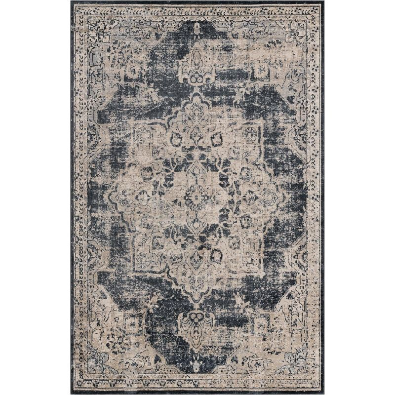 Unique Loom Chateau Collection Area Rug - Roosevelt (6' 1" x 9' Rectangle Navy Blue/Beige)