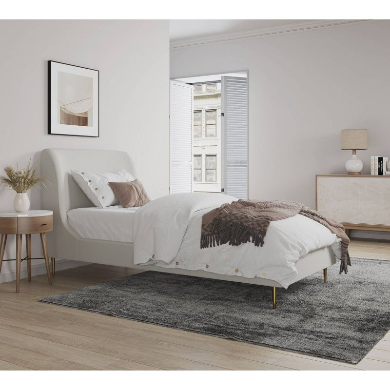 Twin Heather Velvet Upholstered Bed - Manhattan Comfort