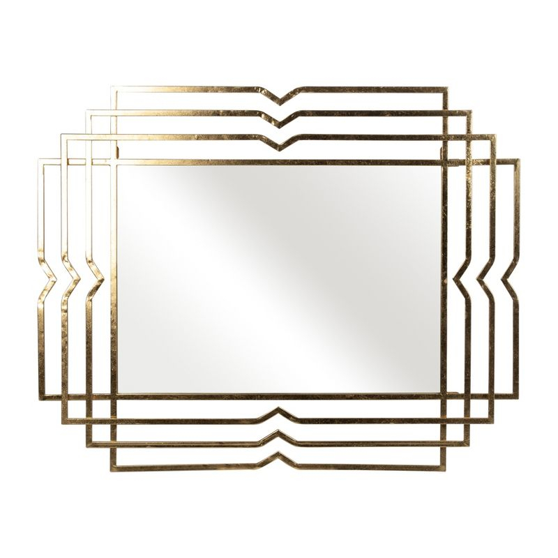SAGEBROOK HOME 39" Metal Rectangular Mirror Gold: Contemporary Style, Hand-Painted, Wall Mount, Iron Frame