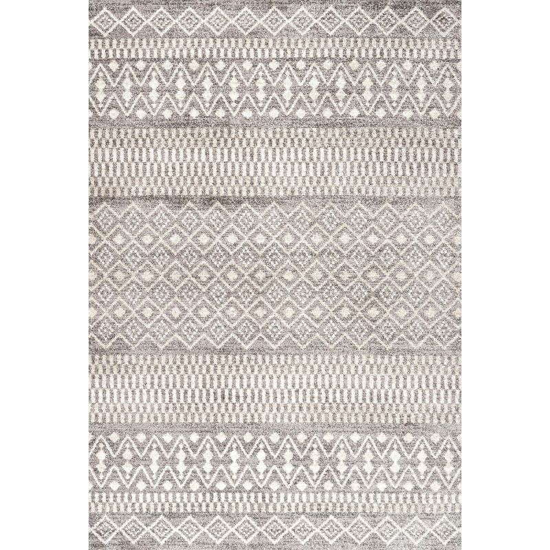 3'x5' Ifrane Berber Geometric Stripe Area Rug, Gray/Cream - JONATHAN Y