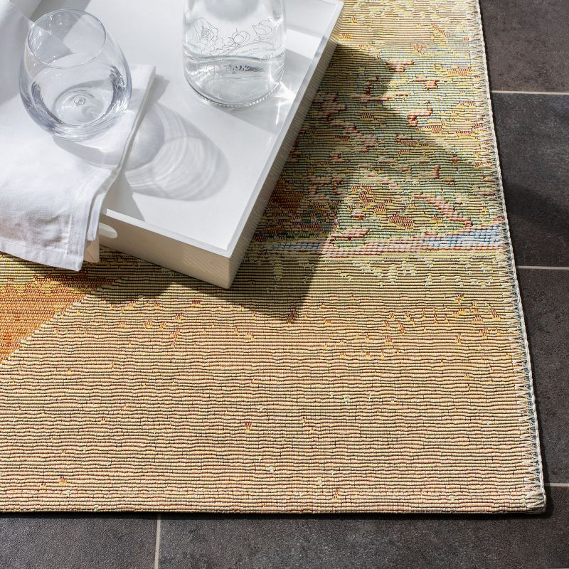 Barbados BAR515 Power Loomed Indoor/Outdoor Area Rug - Gold/Blue - 6'6"x6'6" - Safavieh.