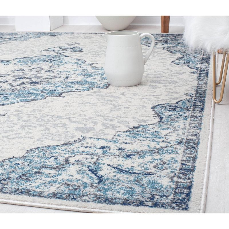 Rugs America Harper HY50G Bluebonnet Transitional Vintage Area Rug for Dining Room Rug Neutral Rug Living Room Rug Kitchen, 2'6"x4'