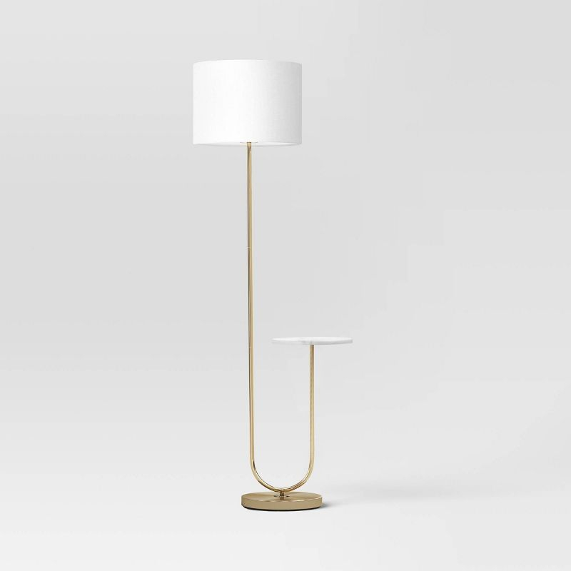 60"x20.5" Floor Lamp with Marble Table - Threshold™: Modern Standing Lamp with Polyester Shade