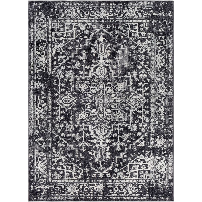 Livabliss 5'3"x7'3" Worsham Traditional Rug Black: Medium Pile, Stain & Fade-Resistant, Indoor Use