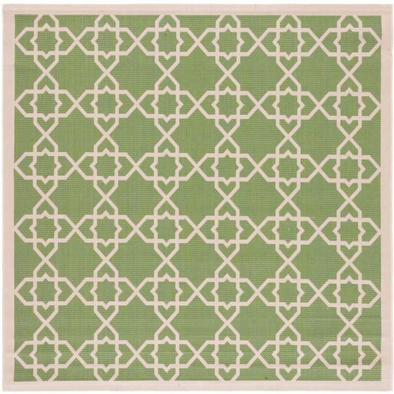 Courtyard CY6032 UV & Stain Resistant Non-Shedding Power Loomed Indoor/Outdoor Area Rug - Green/Beige - 6'7"x6'7" - Safavieh