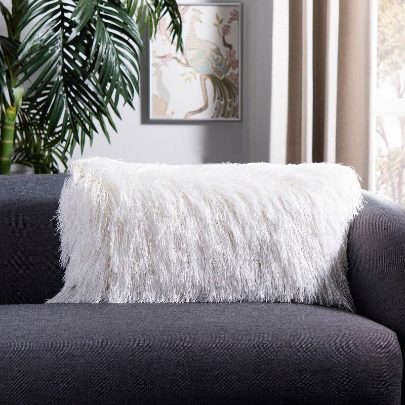 Indoor/Outdoor Shag Pillow - Pearl - 14"X24" - Safavieh