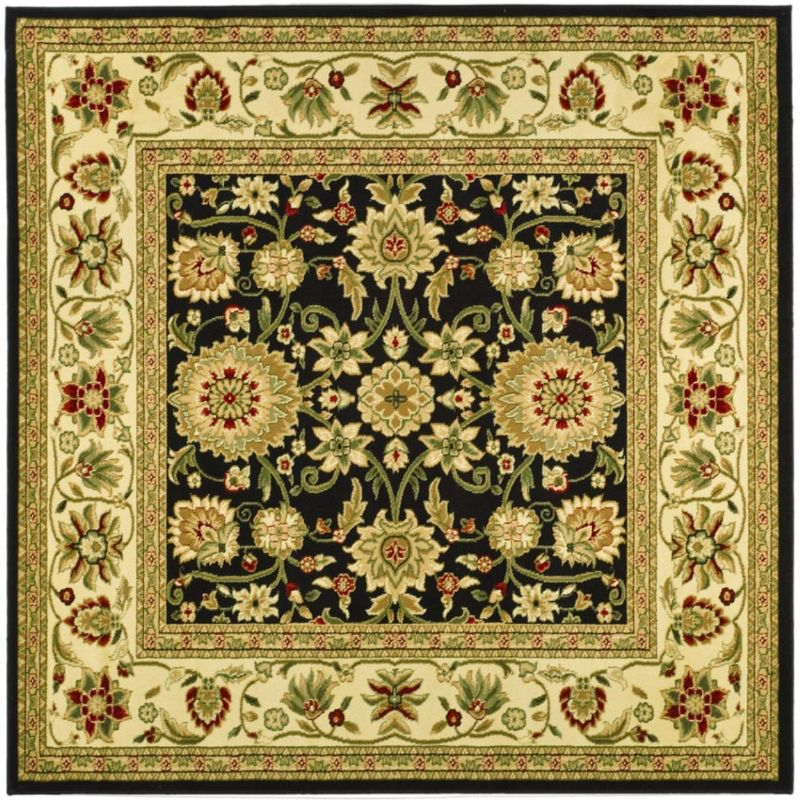 Lyndhurst LNH212 Power Loomed Area Rug - Black/Ivory - 5'3"x5'3" - Safavieh