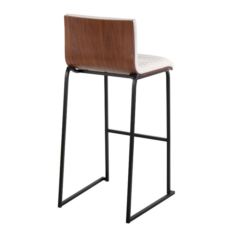 Set of 2 Mason Mara Barstools Black/Walnut/Cream - LumiSource: Fixed-Height, Tufted Seat, Wood Back