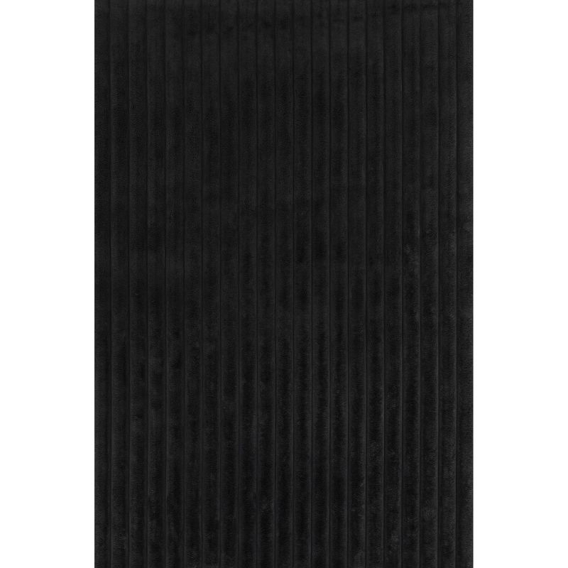 Nuloom Kai Cozy Plush Stripe Faux Rabbit Pet Friendly Premium Machine Washable Area Rug, 5' x 8', Charcoal