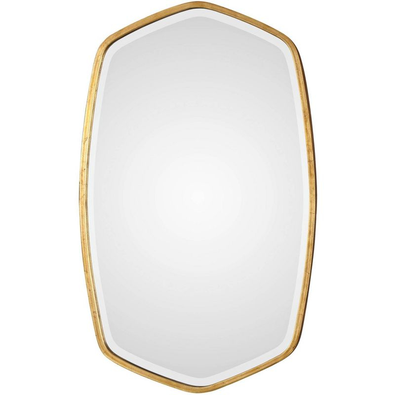 Uttermost Oval Vanity Accent Wall Mirror Modern Beveled Gold Leaf Iron Frame 22 1/4" Wide Bathroom Bedroom Living Room Home Office