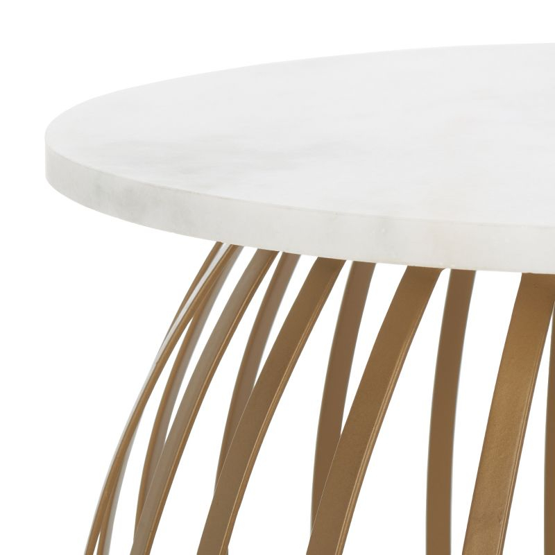 Explorer Round Accent Table - White Marble/Gold - Safavieh
