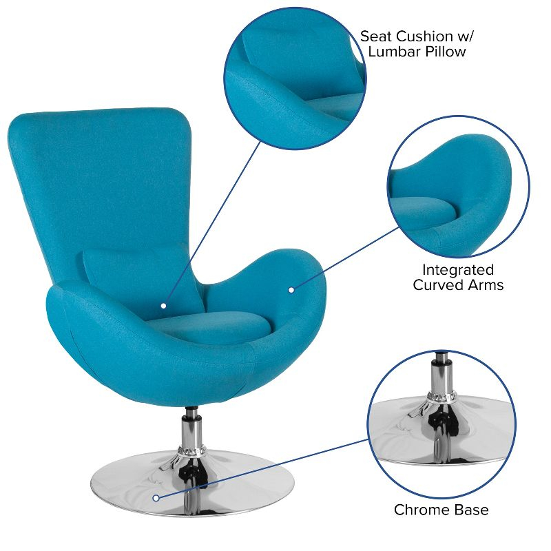 Flash Furniture Egg Series Aqua Fabric Side Reception Chair