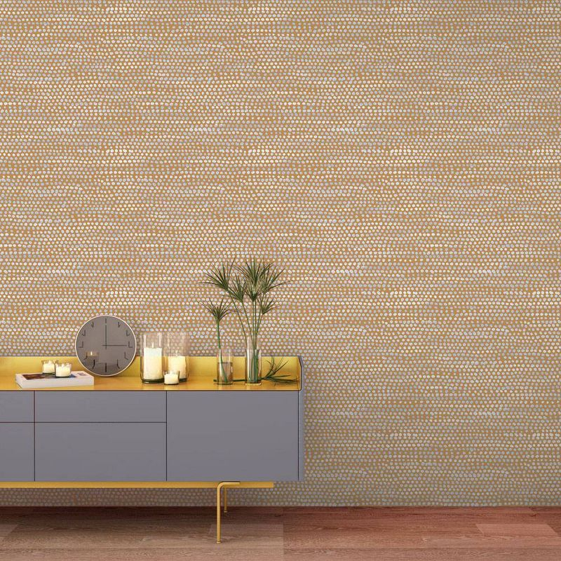 Tempaper & Co. Moire Dots Removable Peel and Stick Wallpaper, Toasted Turmeric Dots, 28 sq. ft.: Vinyl, Self-Adhesive, Modern Decor