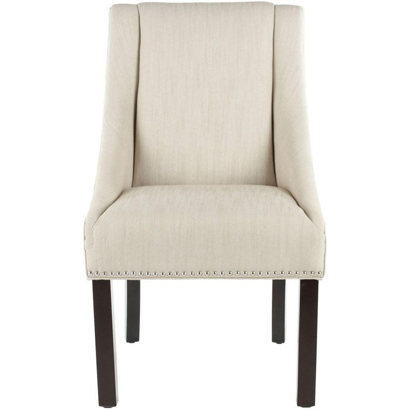 Morris 20''H Sloping Arm Dining Chair (Set Of 2) with Silver Nail Heads - Beige - Safavieh