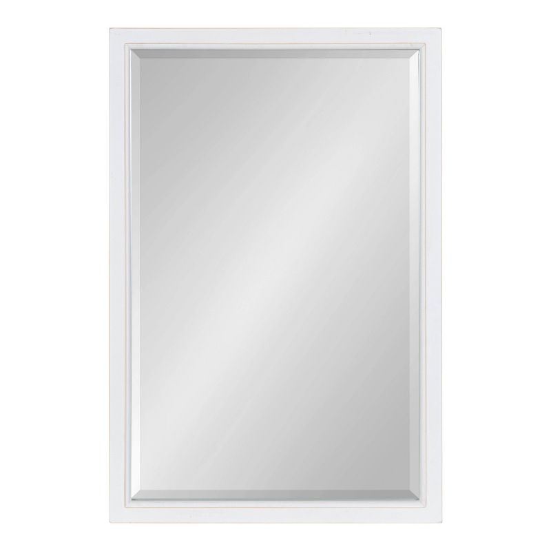 20" x 30" Hogan Wood Framed Decorative Wall Mirror White - Kate & Laurel All Things Decor: Modern Rectangle, No Assembly Required