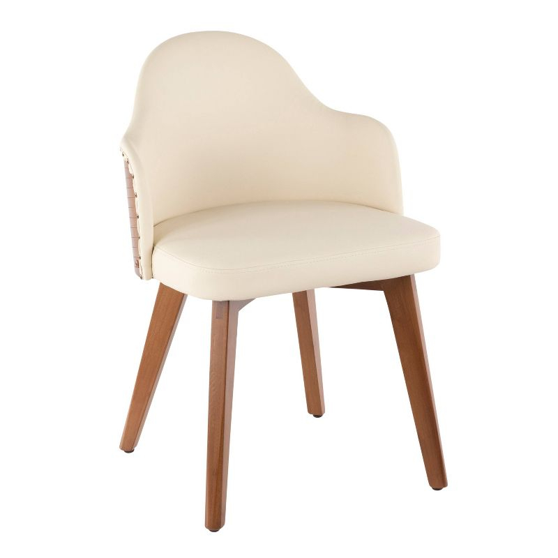Ahoy Dining Chair Walnut/Cream/Brass - LumiSource: Faux Leather Upholstery, Mid-Century Modern Design, Nailhead Trim