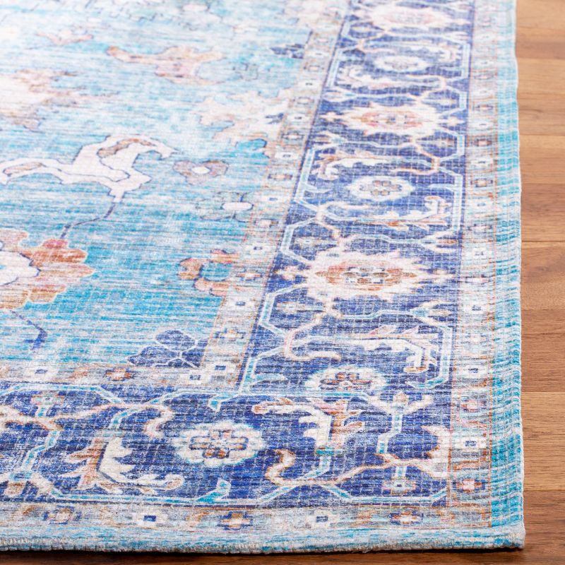 Saffron SFN201 Power Loomed Indoor Area Rug - Aqua/Navy - 5'x8' - Safavieh