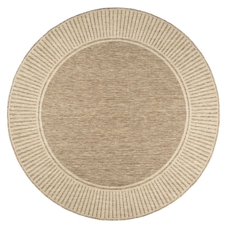 nuLOOM 7' Round Outdoor Area Rug, Stain Resistant, Weather Resistant, High Traffic, Patio, Balcony, Outside, Living Room Dining Room, Asha Light Brown