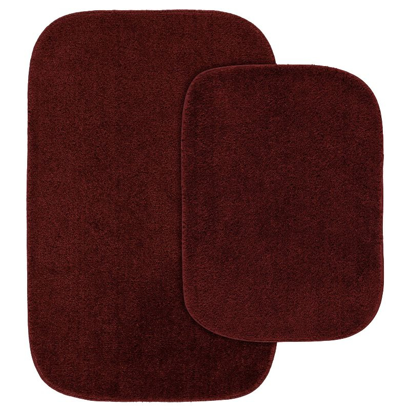 2pc Traditional Washable Nylon Bath Rug Set Red - Garland: Machine Made, Latex Backing, Tufted Texture