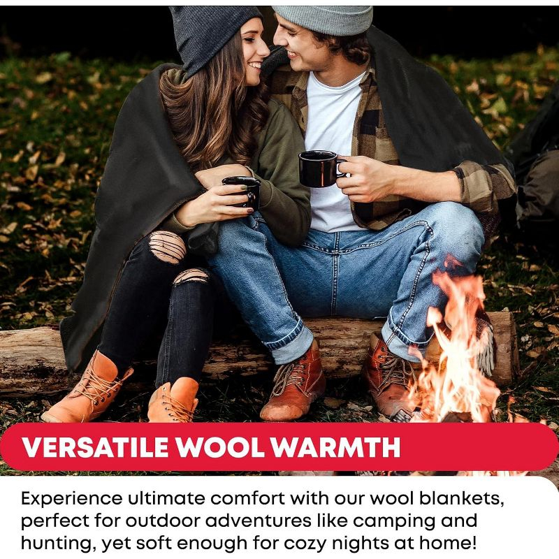 Large Emergency Wool Blanket – Fire-Resistant Green Twin