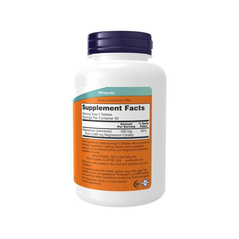 Magnesium Citrate 200mg by Now Foods  -  100 Tablet