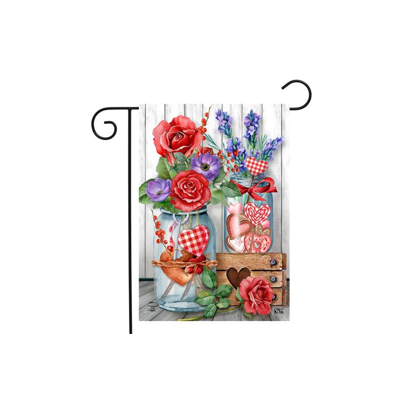Briarwood Lane Garden Flag 12x18 For Outdoor Love Filled Mason Jars Valentine's Day For Valentine's Garden Flag Flags For Outside