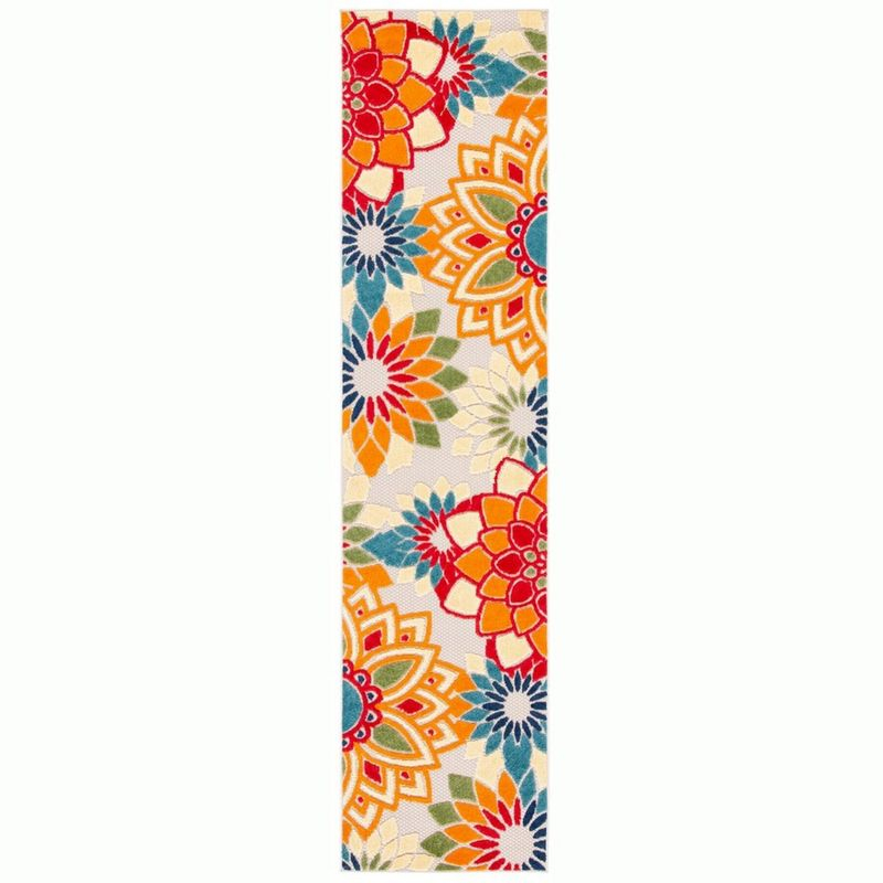 Cabana CBN328 Loomed Indoor Runner Rug - Ivory/Orange - 2'2"x7' - Safavieh