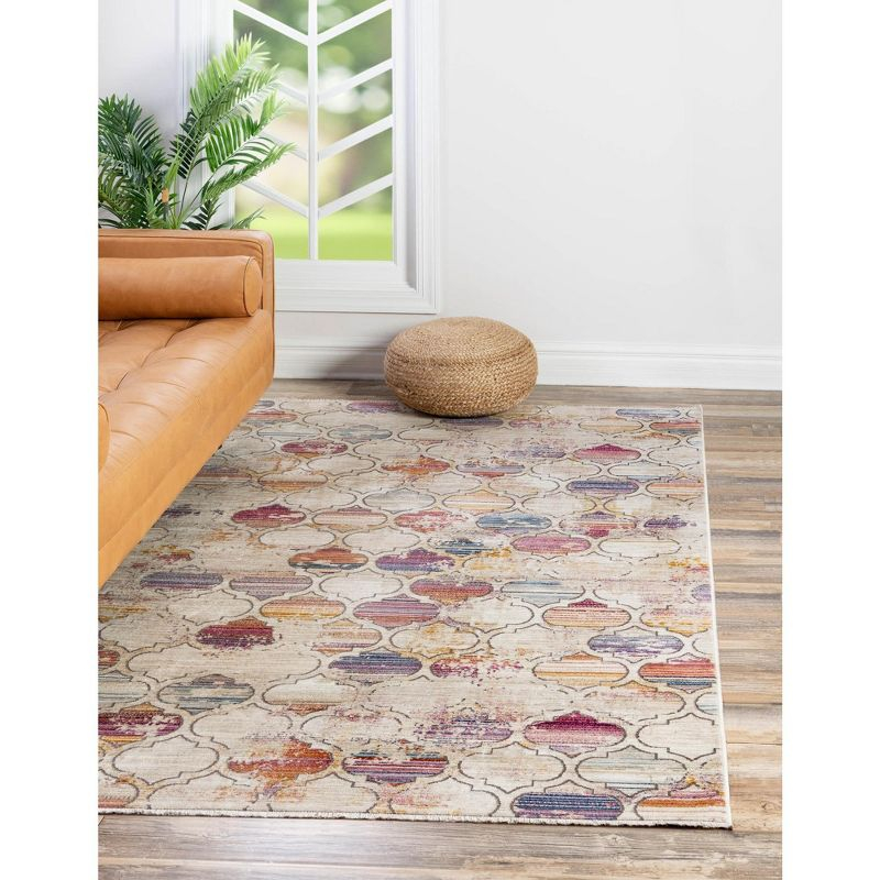 Unique Loom Deepa Collection Area Rug - Static Trellis (7' 10" x 9' 8" Rectangle Multi/Beige)